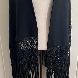 Elegant Black Fringe Shawl